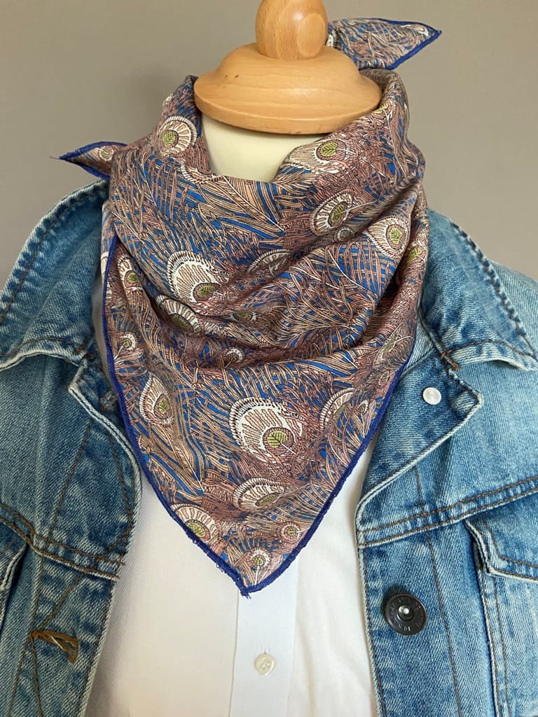 Foulard Bandana Liberty Hera Taupe/bleu dur