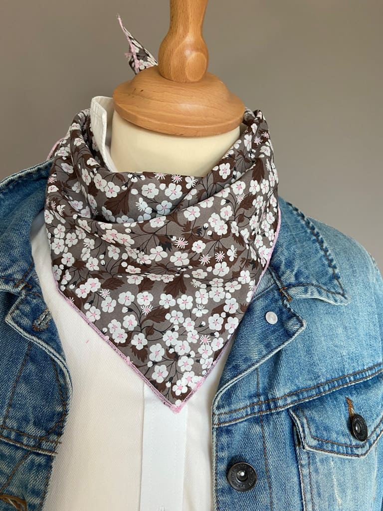 Foulard Bandana Liberty Mitsi Chocolat/rose pâle
