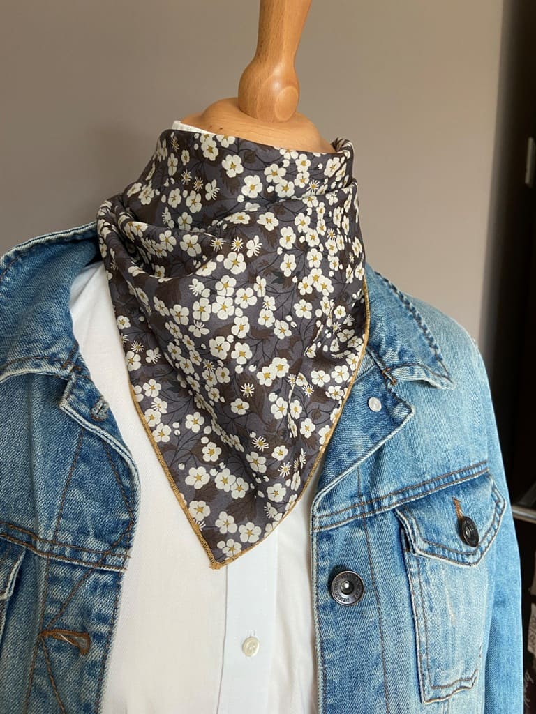 Foulard Bandana Liberty Mitsi gris/moutarde
