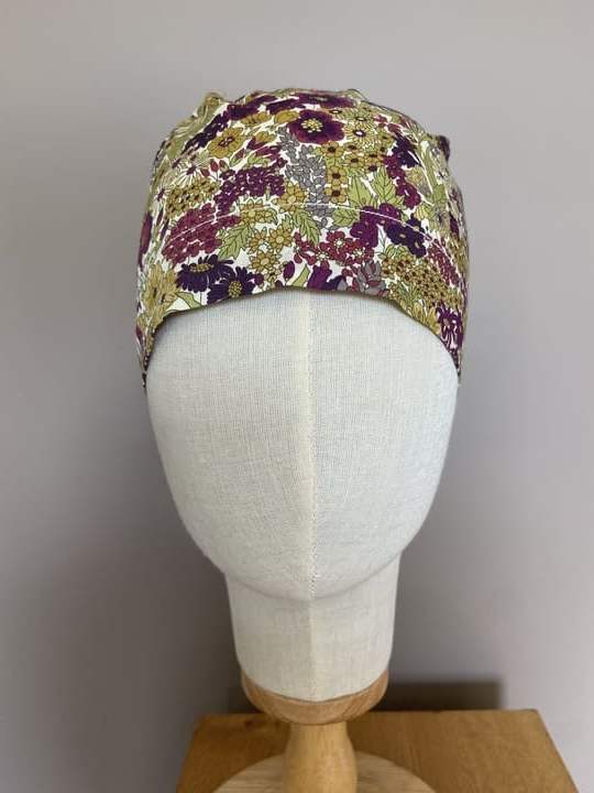 Calot Médical en Tissu Liberty Margaret Annie Vert Prune