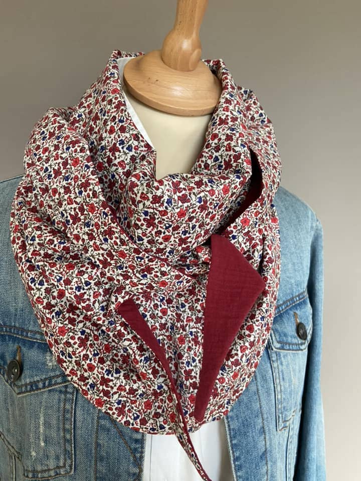 Foulard Chèche liberty Poppy mini / Bordeaux