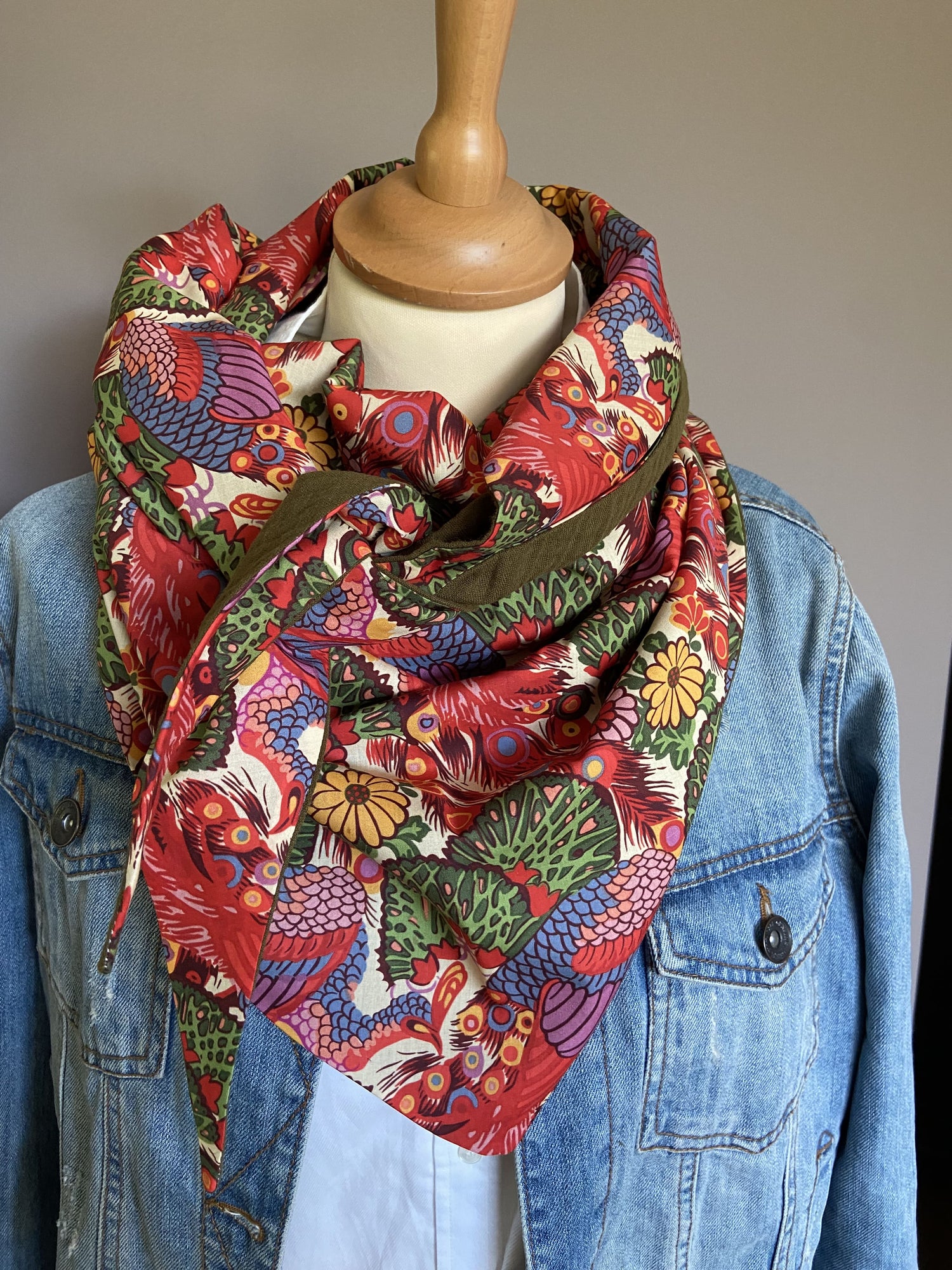 Foulard Chèche liberty Peacock dandy/ kaki