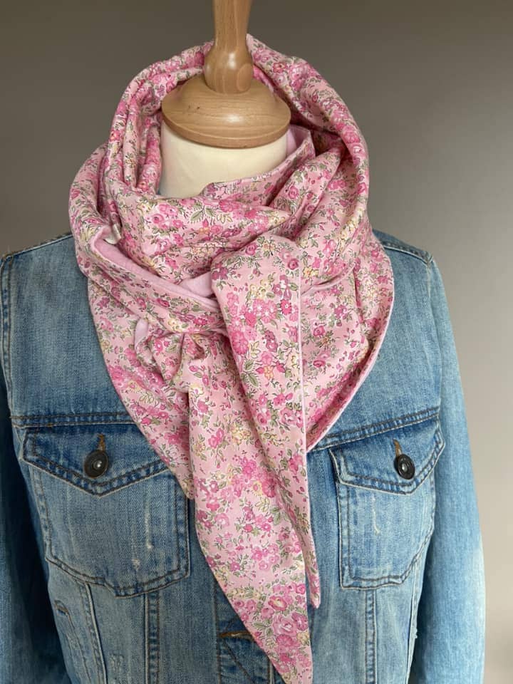 Foulard Chèche liberty Tatum rose / Rose