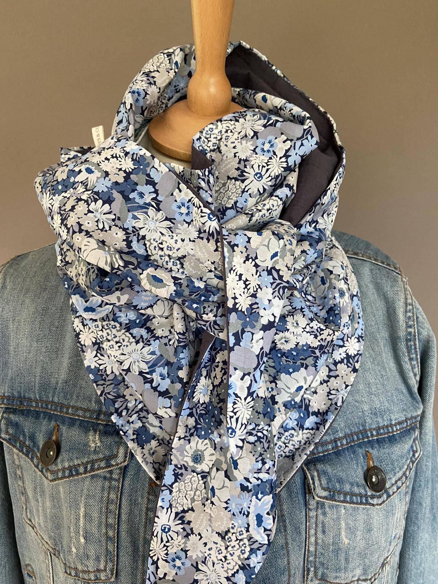 Foulard Chèche liberty Thorpe bleu Barjavel / Bleu marine