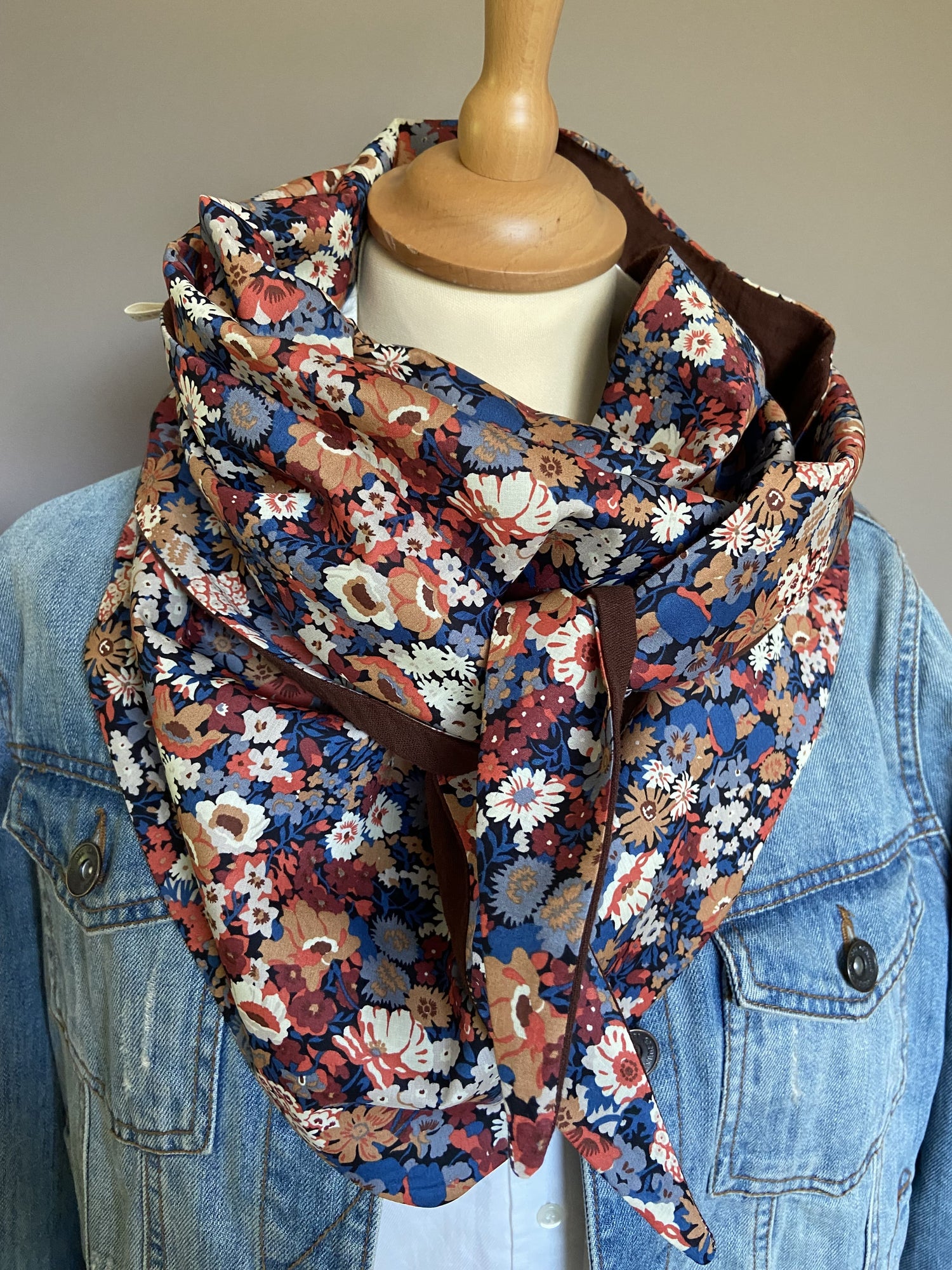 Foulard Chèche liberty Thorpe burnt / marron chocolat
