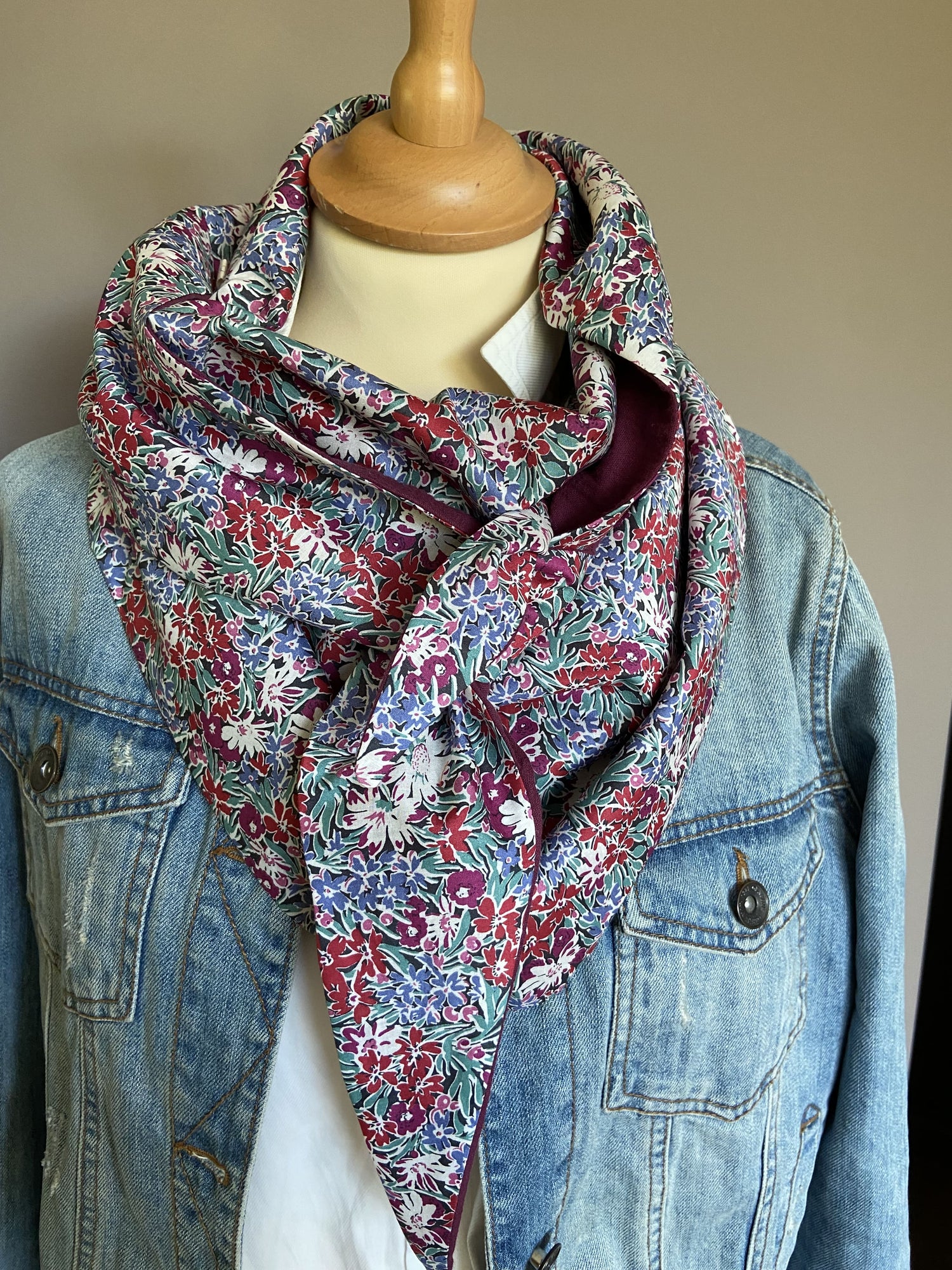 Foulard Chèche liberty Vintage / prune