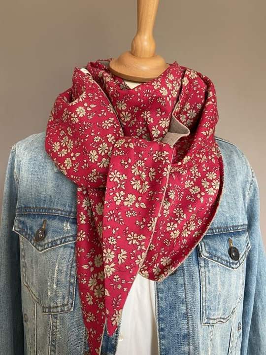 Foulard Chèche liberty Capel Bordeaux / Taupe
