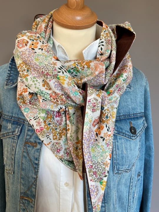 Foulard Chèche liberty Patchwork / Marron chocolat