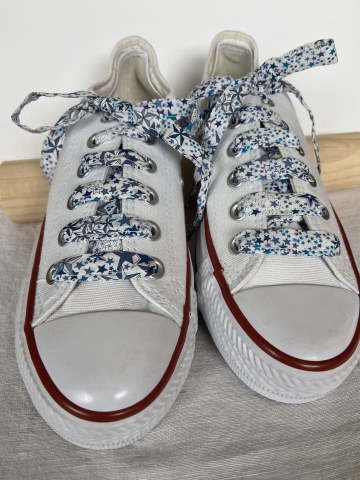 Lacets en liberty Adelajda Turquoise pour chaussures basses
