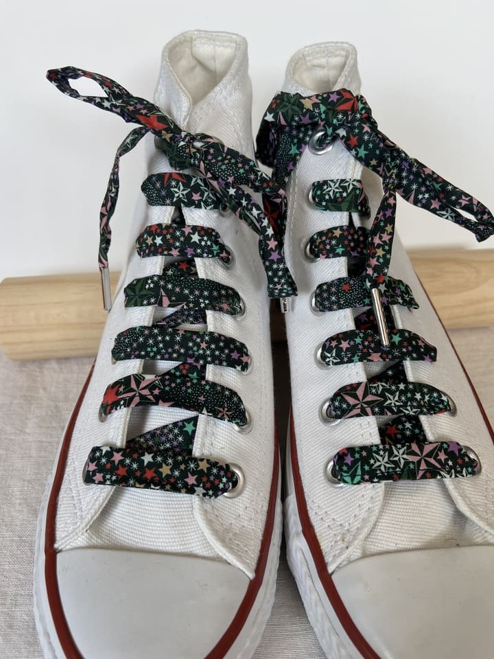 Lacets en liberty Adelajda Vert Bouteille pour chaussures montantes