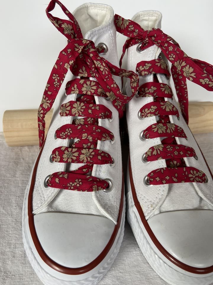 Lacets en liberty Capel Rubis Bordeaux pour chaussures montantes
