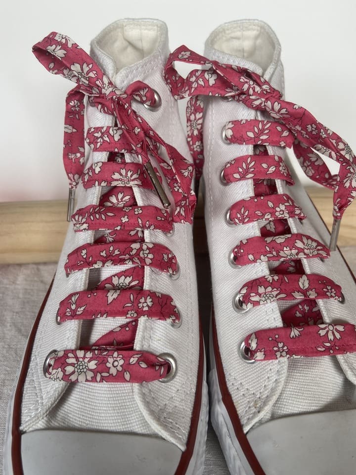 Lacets en liberty Capel Géranium pour chaussures montantes