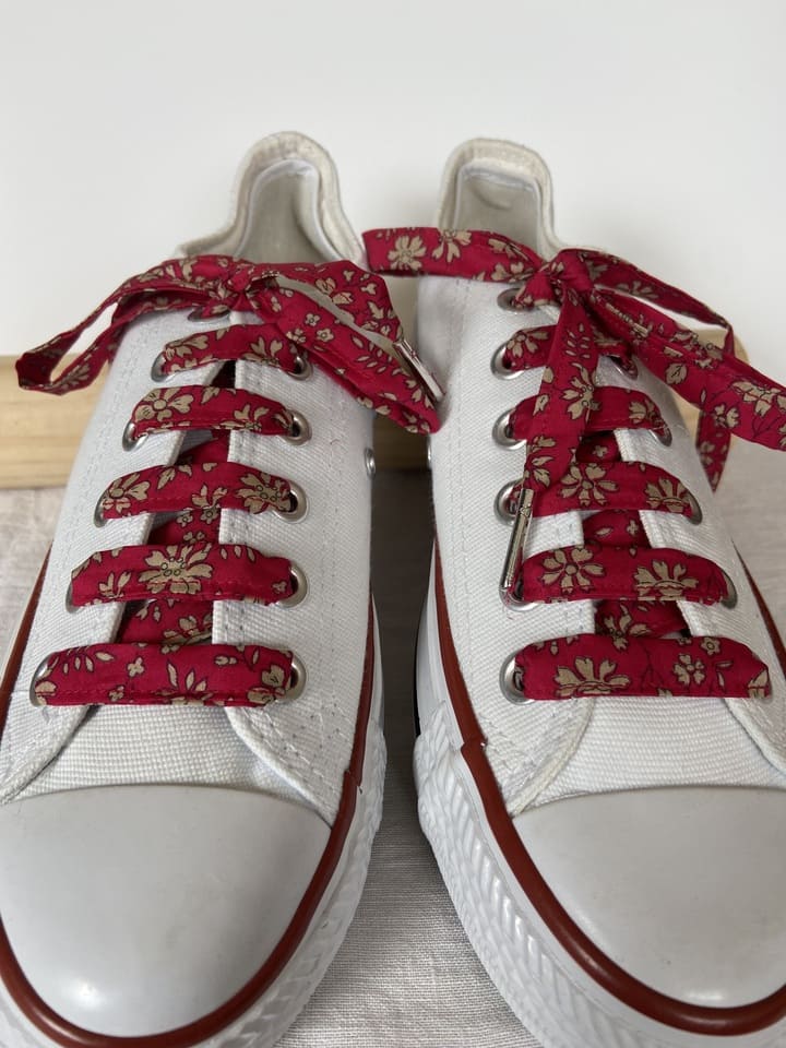 Lacets en liberty Capel Rubis Bordeaux pour chaussures basses