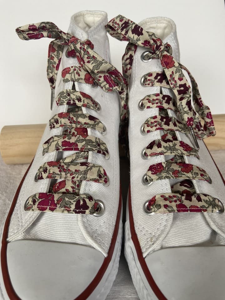Lacets en liberty Meadow Bordeaux pour chaussures montantes