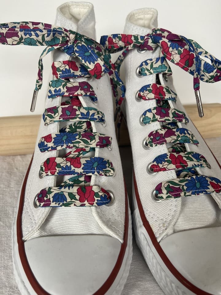 Lacets en liberty Poppy and Daisy Canard pour chaussures montantes