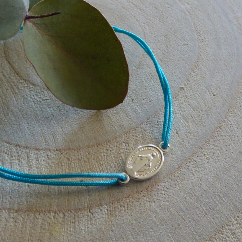 Bracelet-lien-bleu-turquoise-medaille-miraculeuse-argent-