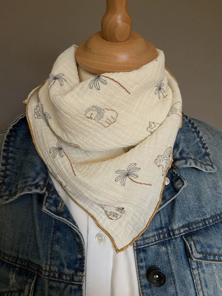 Foulard Bandana Double Gaze écrue thème savane