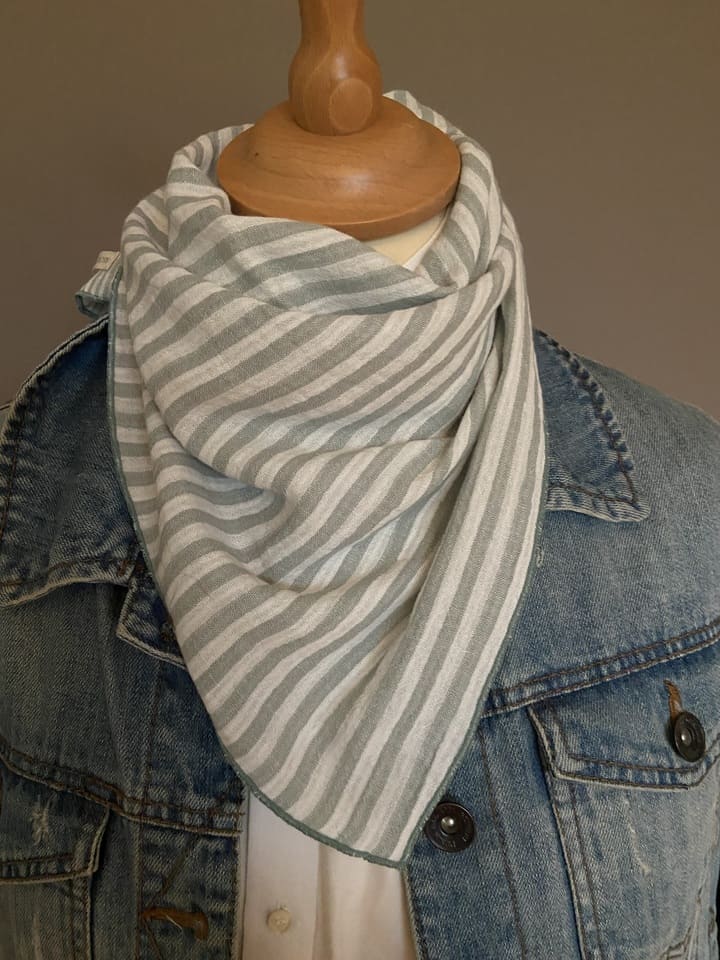 Foulard Bandana Double Gaze double face rayures vert celadon