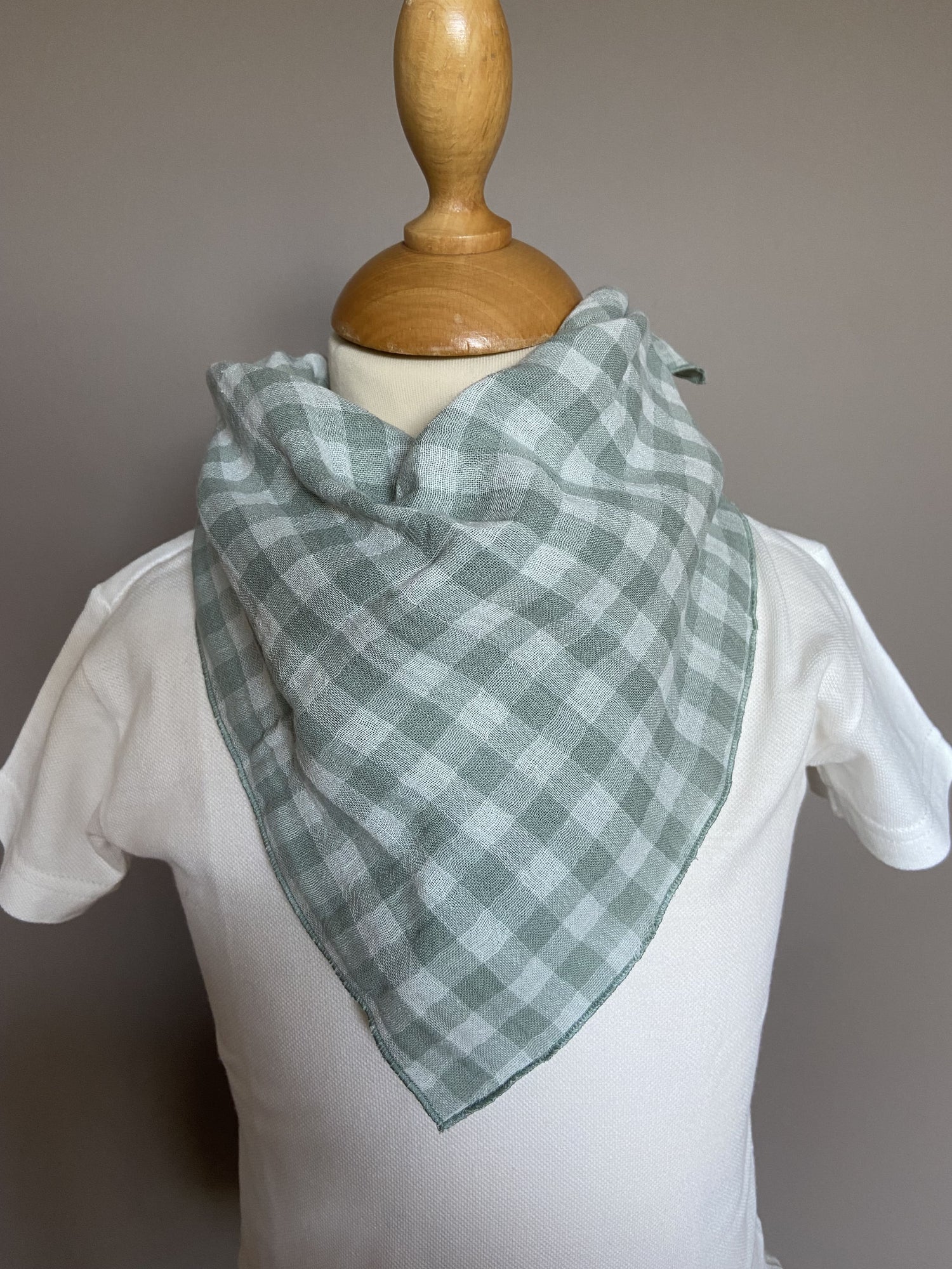 Foulard Bandana Double Gaze vichy vert céladon