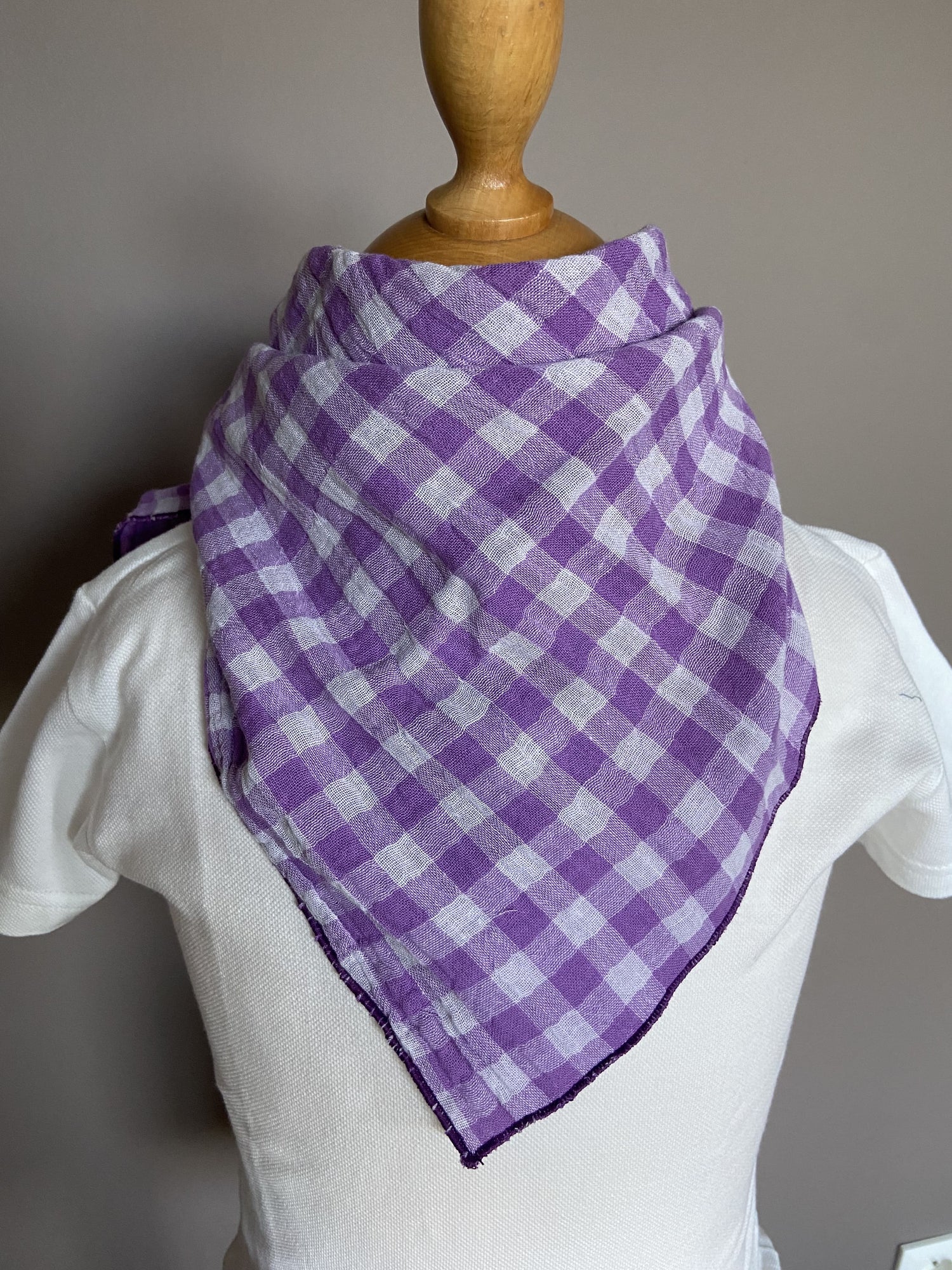 Foulard Bandana Double Gaze vichy lilas