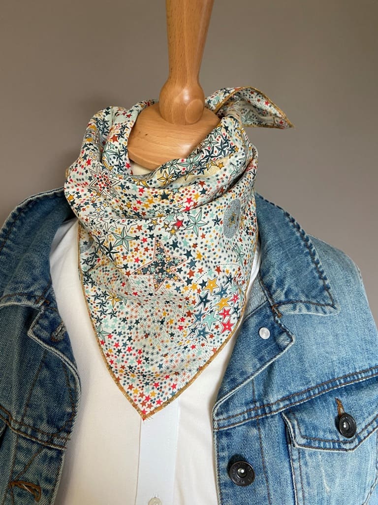 Foulard Bandana Liberty Adelajda canard/moutarde