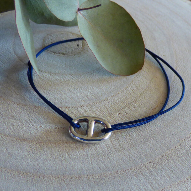 bracelet-lien-bleu-marine-grain-café-argent