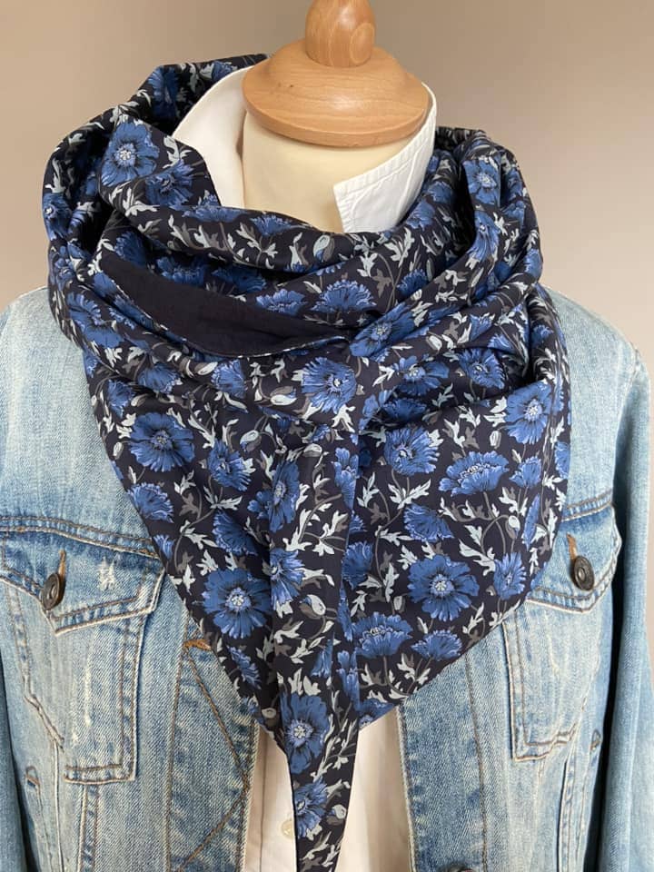 Foulard Chèche liberty Astell Reece bleu/ bleu marine