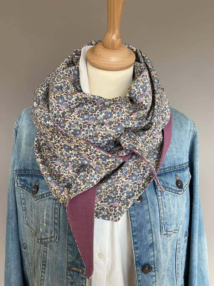 Foulard Chèche liberty Betsy-Ann Figue / prune