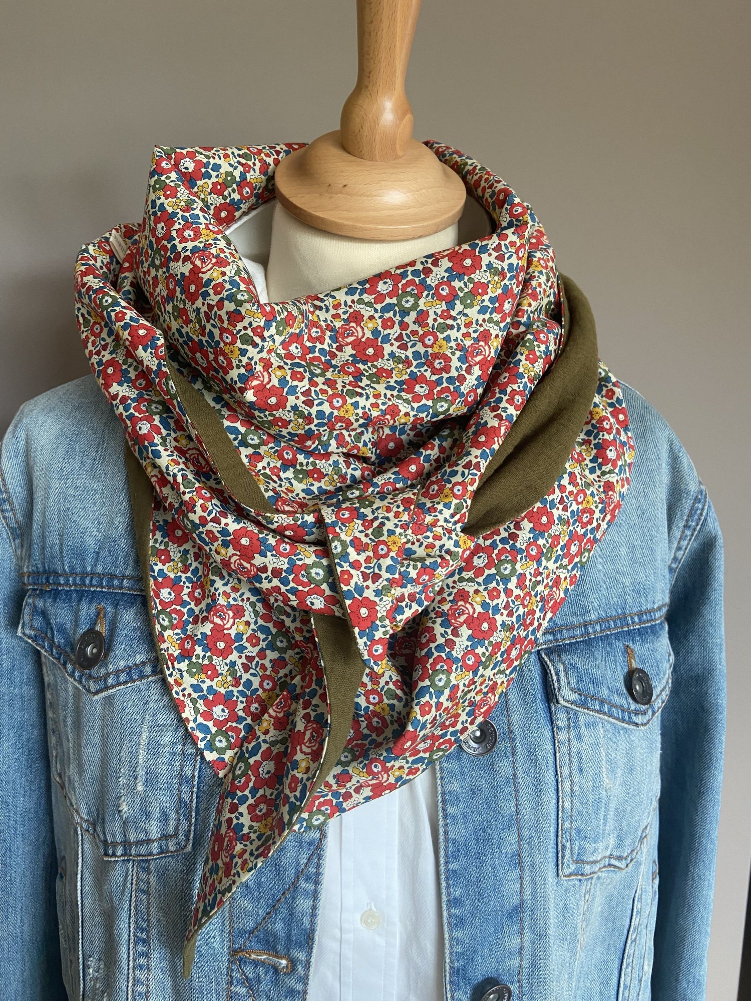 Foulard Chèche liberty Betsy-Ann Garance / Kaki