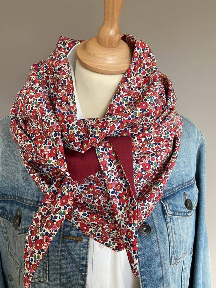 Foulard Chèche liberty Betsy-Ann Rouge / Bordeaux