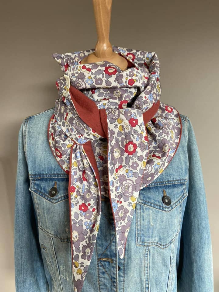 Foulard Chèche liberty Betsy Pierre de Lune / Brique