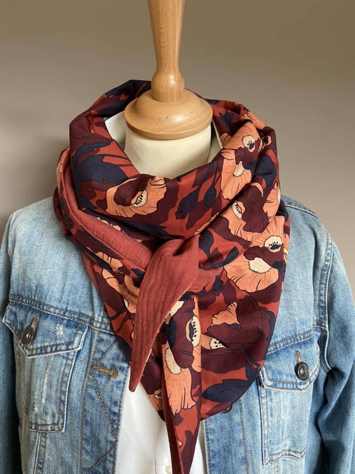 Foulard Chèche liberty Butterfiel Poppy / brique