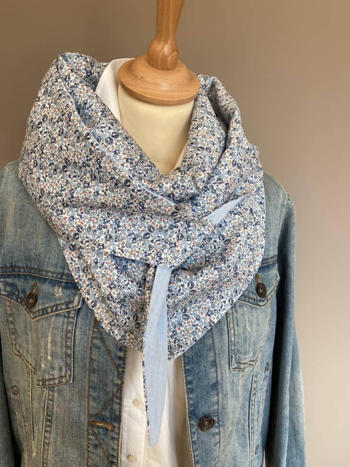 Foulard Chèche liberty Eloise Bleu foncé / Bleu ciel