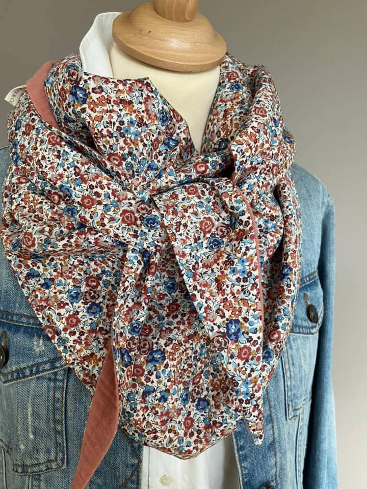 Foulard Chèche liberty Emma & Georgina rouille / brique