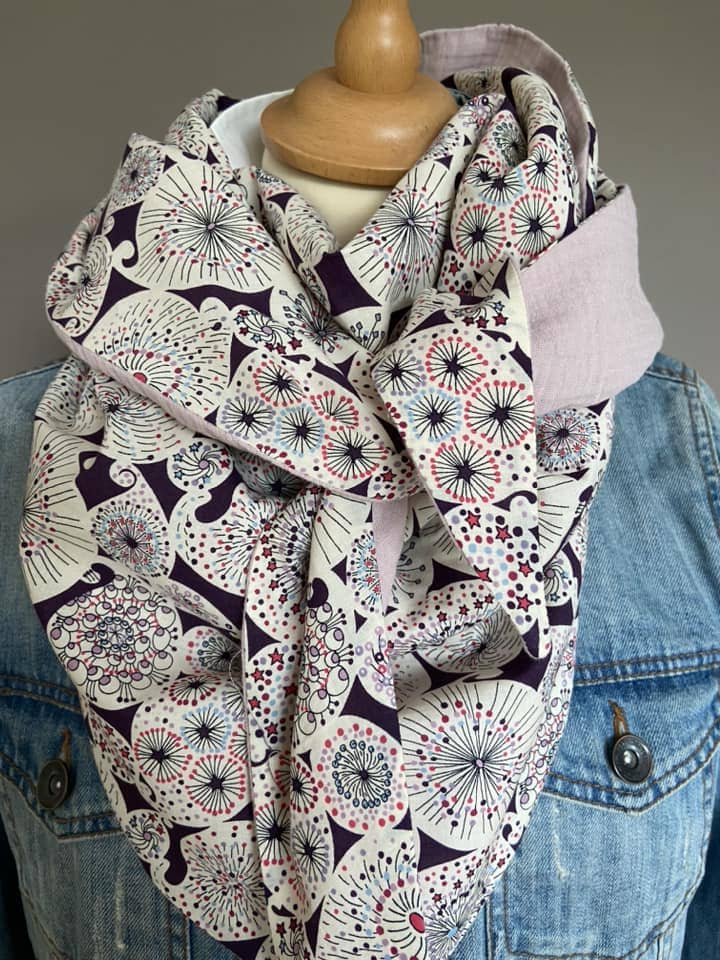 Foulard Chèche liberty Forty / vieux rose