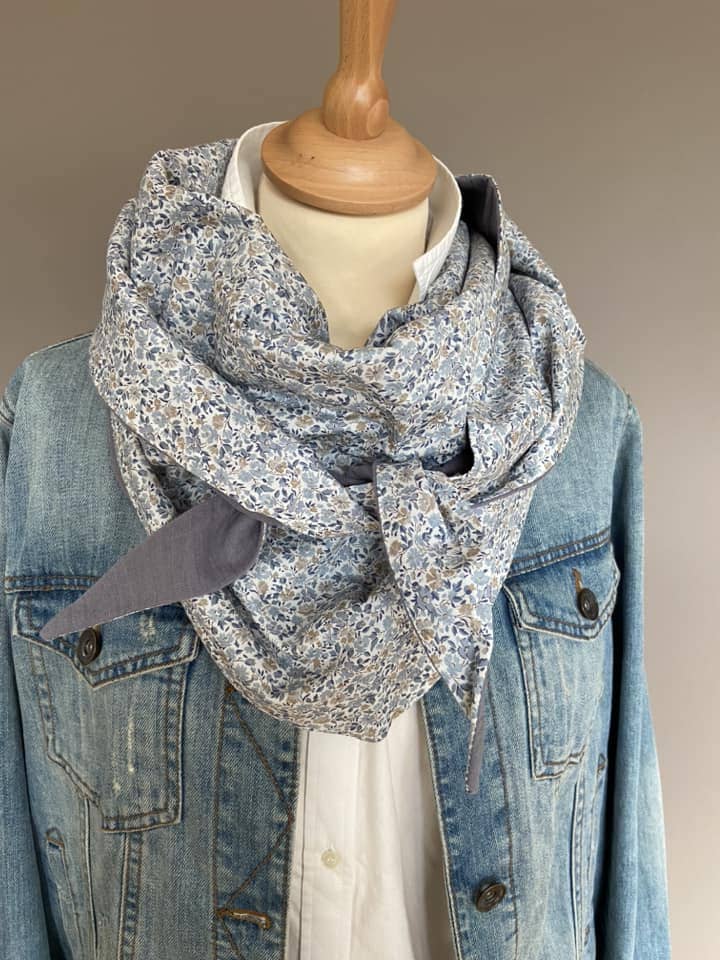 Foulard Chèche liberty Hannah Rose Gris / Gris