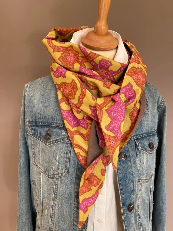 Foulard Chèche liberty Jimi Paisley / Taupe