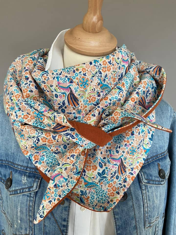 Foulard Chèche liberty Juno's Garden / Brique