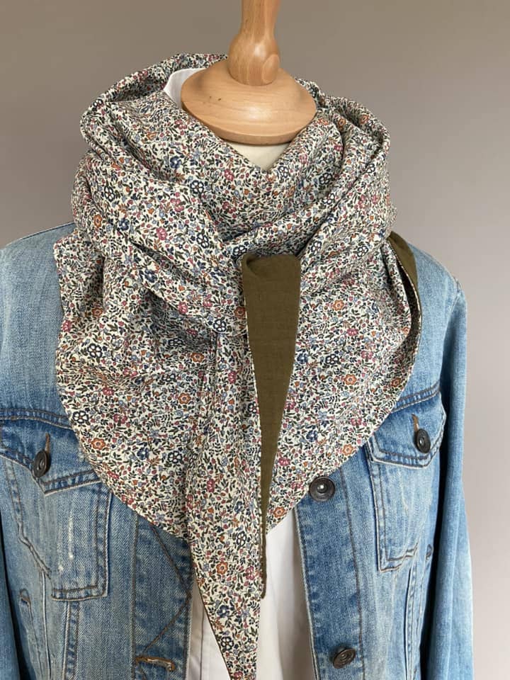 Foulard Chèche liberty Katie and Millie Bistre / Kaki foncé