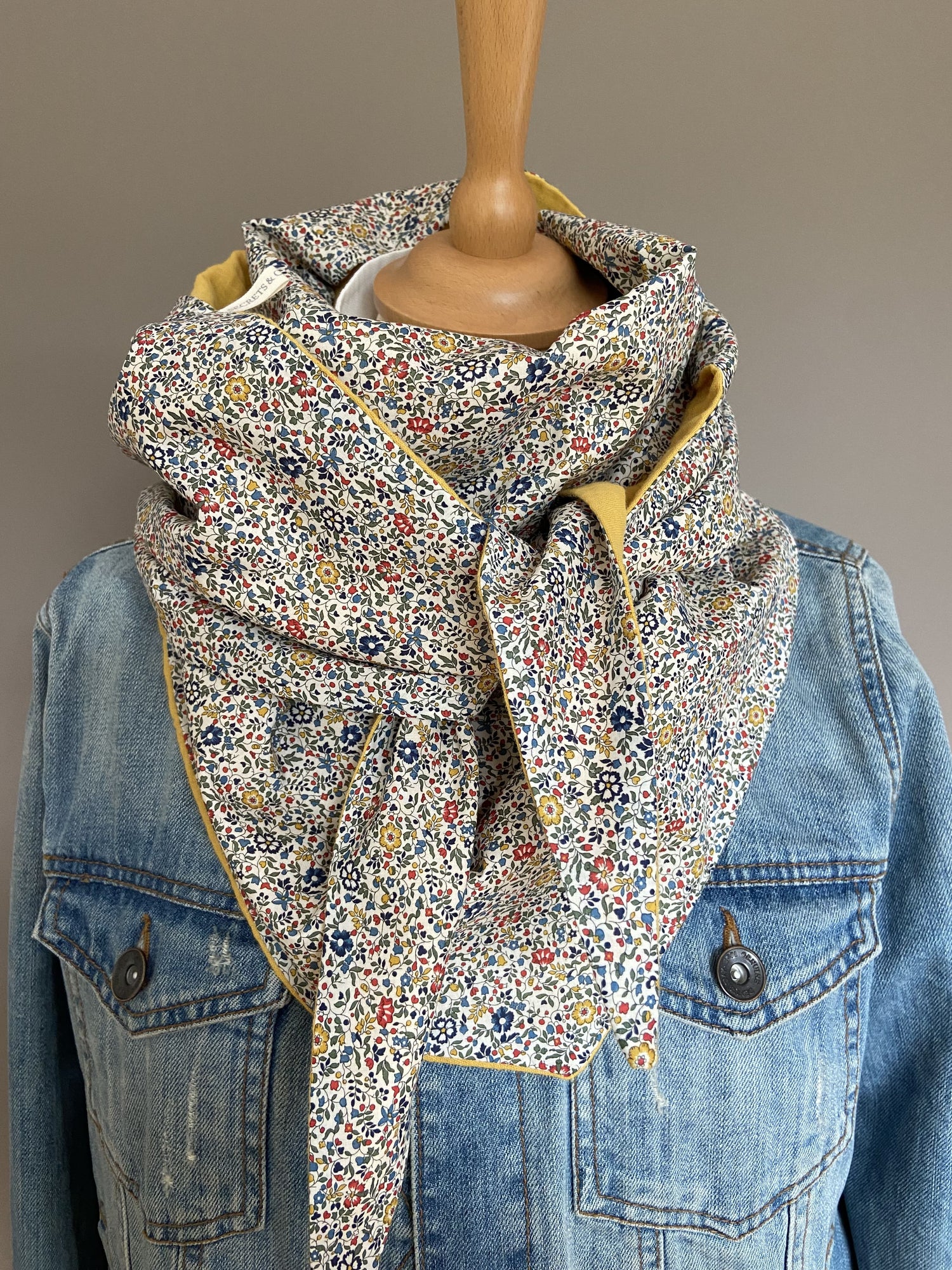 Foulard Chèche liberty Katie and Millie Multicolore / Moutarde