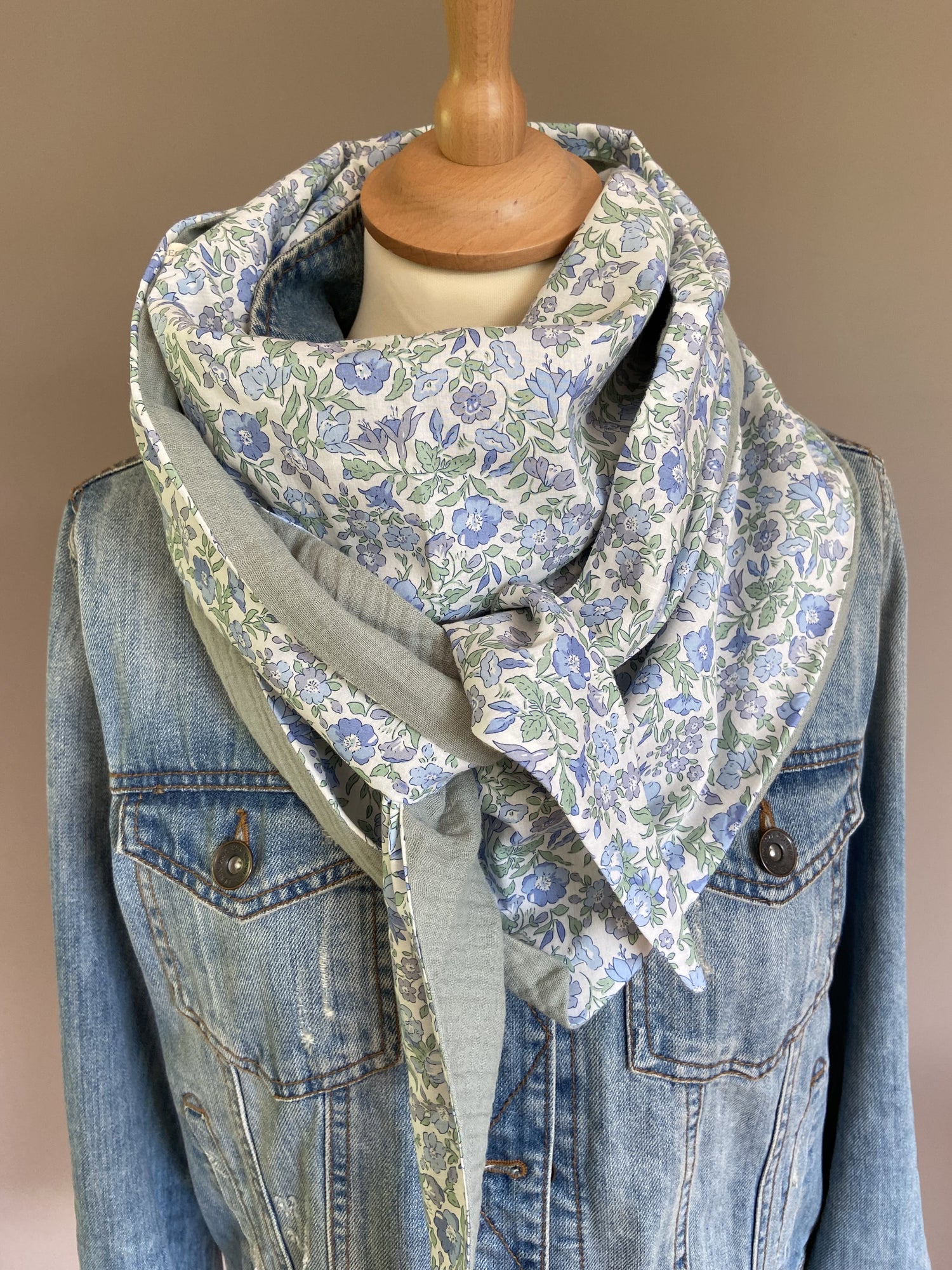 Foulard Chèche liberty Mamie / Vert eucalyptus