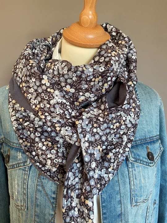 Foulard Chèche liberty Wiltshire Minerai Or/ gris foncé