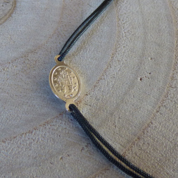 Bracelet lien gris anthracite médaille miraculeuse détail verso